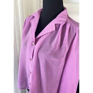 Vintage 1980s semi-sheer blouse, pink textured, long sleeves, 8/10 (M/L)